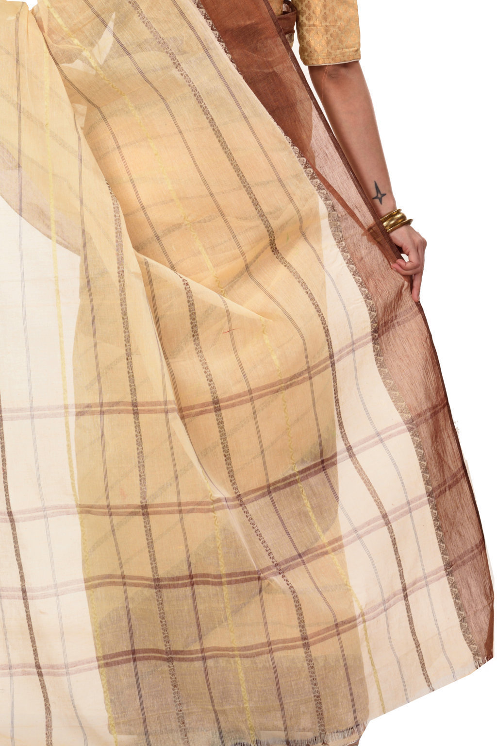 Brown Pure Cotton Boysko Tant Saree (426)